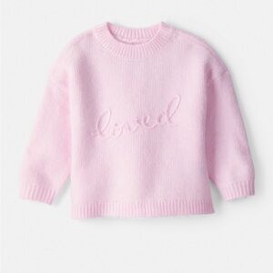 Baby Girl Embroidered Loved Long-Sleeve Sweater - Pink